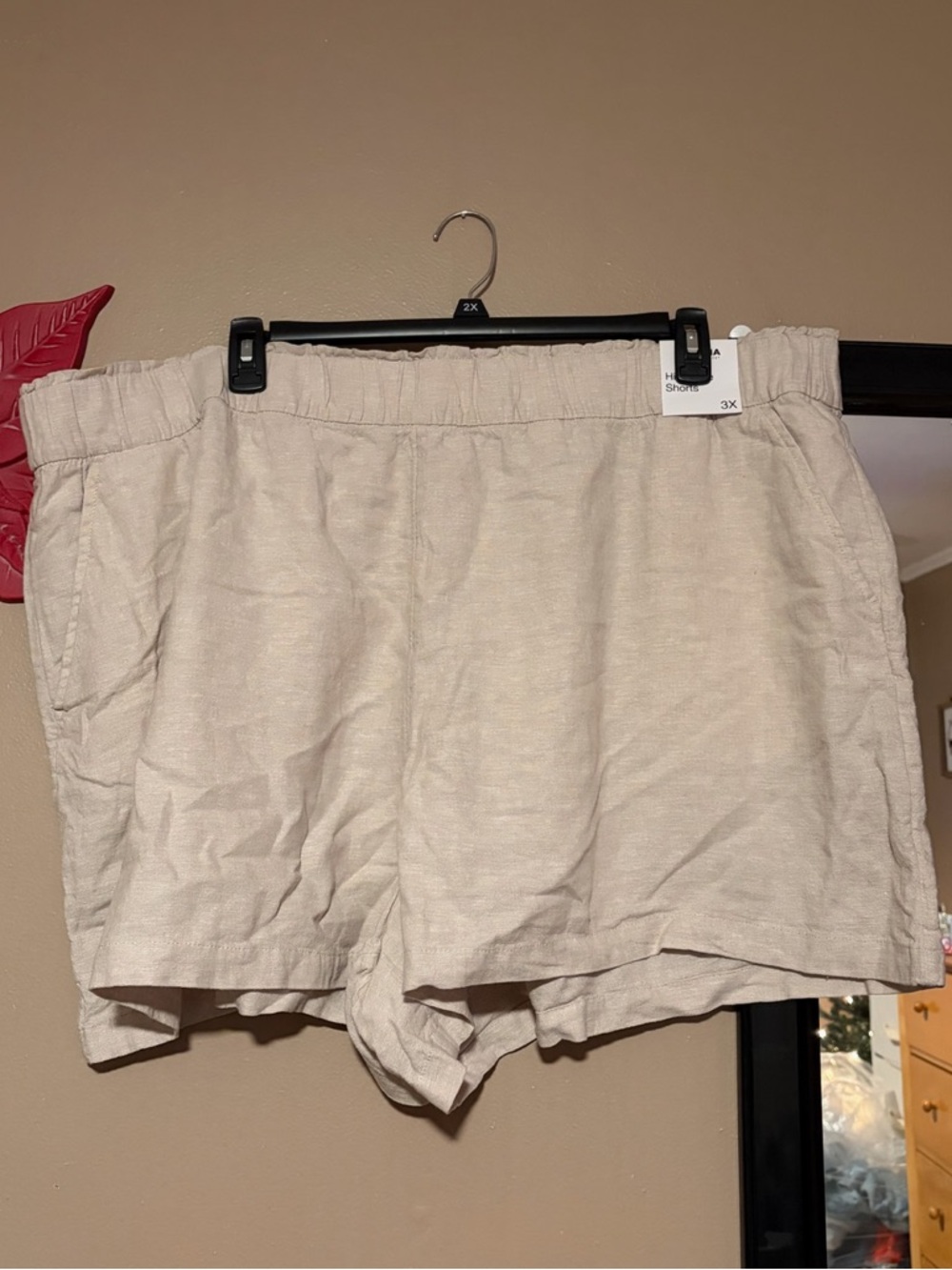 Sonoma Neutral Linen-Blend Elastic Waist Shorts - Cream/Tan